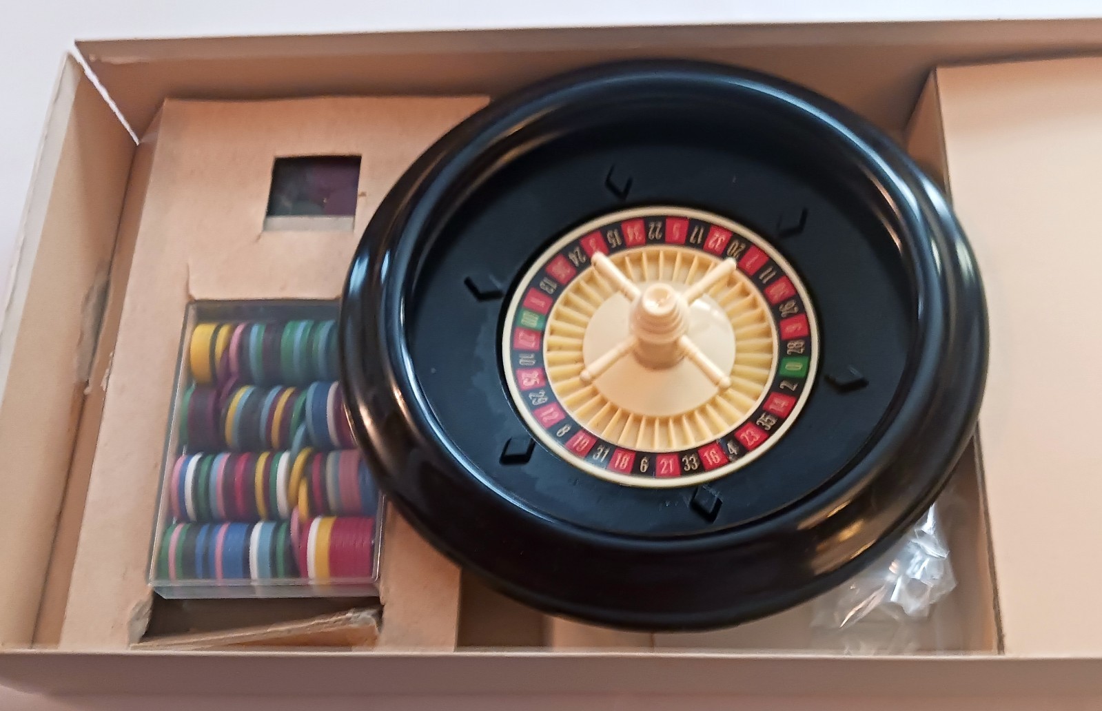 Vintage Roulette For Fun Made in Japan Game Drueke Wheel Ball Chips Money