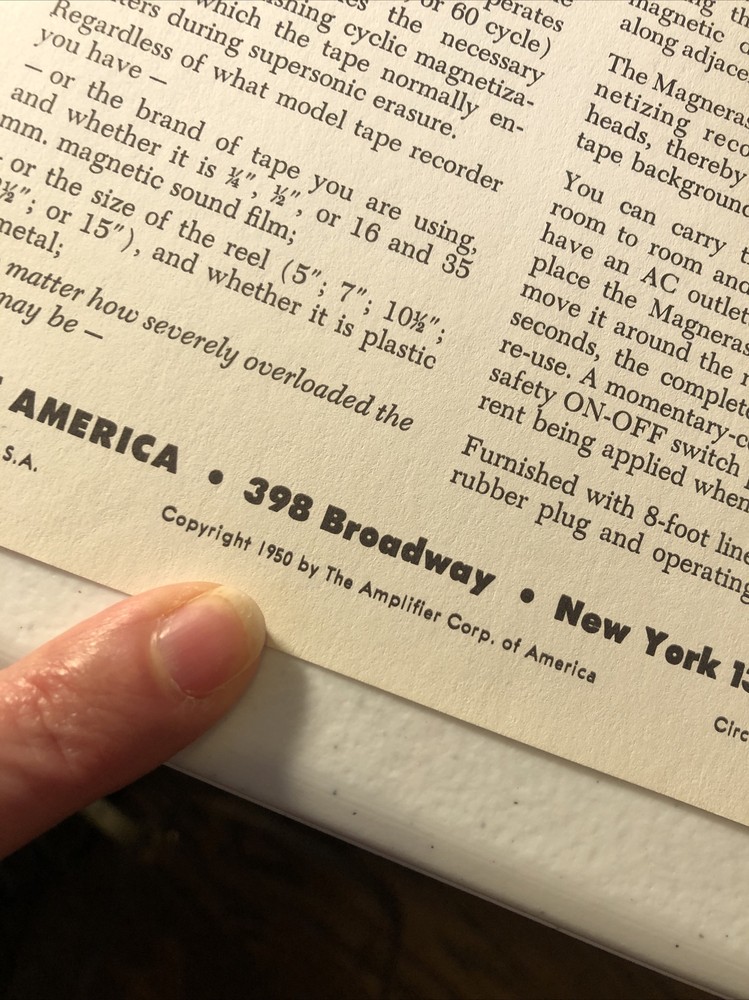 Amplicorp Magneraser Model 200C Demagnetizer Spec Sheet