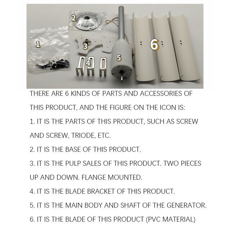 12V Vertical Wind Turbine Generator 3 Blades Charger Windmill Power Teach Mode