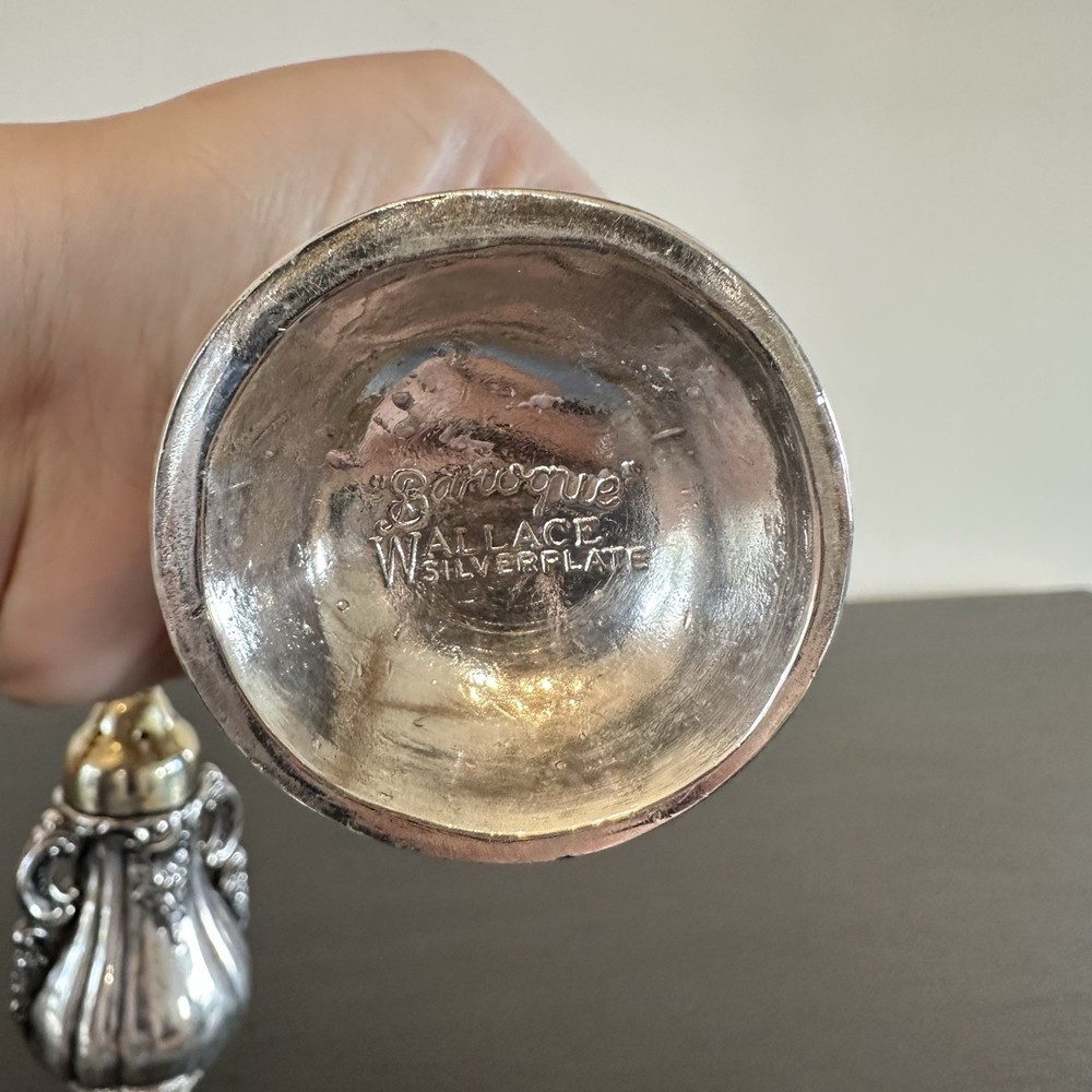 Wallace Baroque Silverplate Salt & Pepper Shakers Ornate Heavy Pair