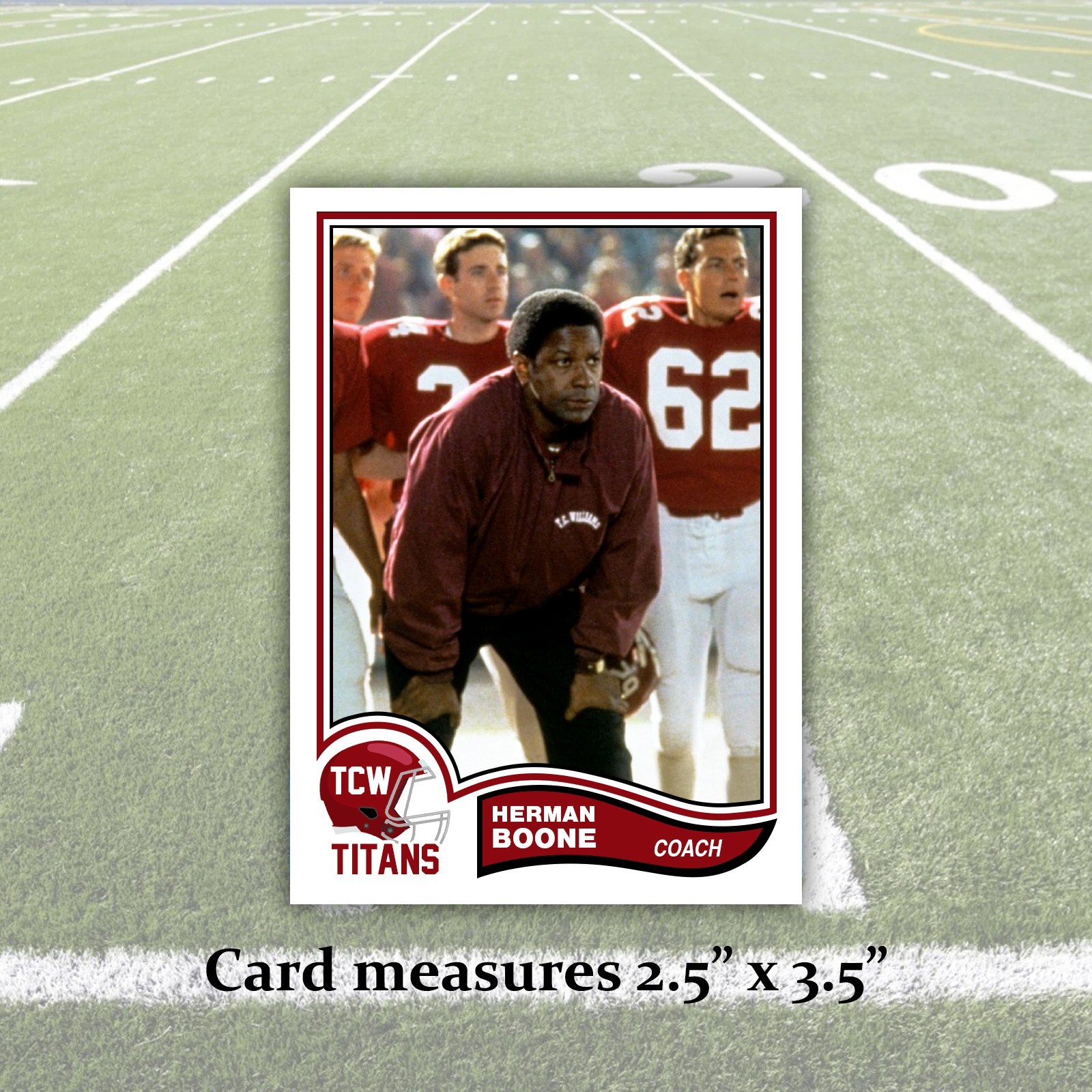 Herman Boone Remember the Titans Card Reprint Denzel Washington 1980s Style
