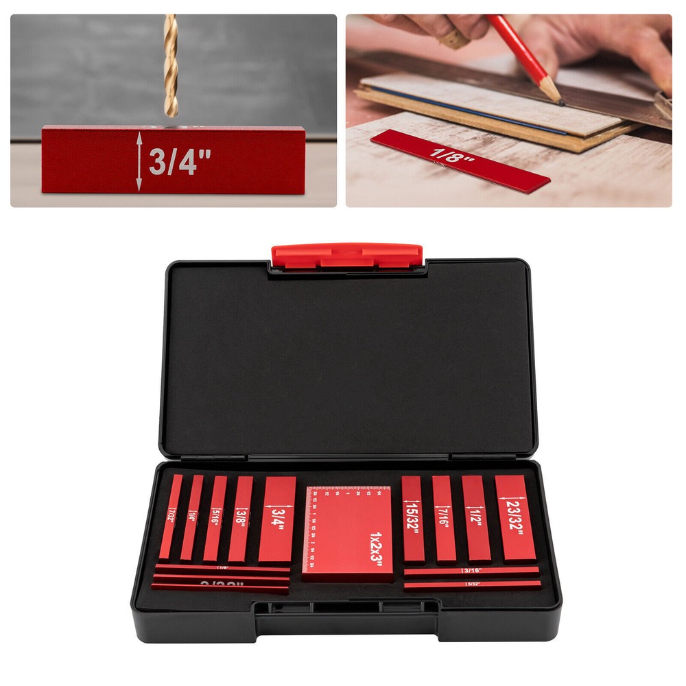 Setup Blocks Woodworking Tools - 15-Piece Gauge Block Set with Precise