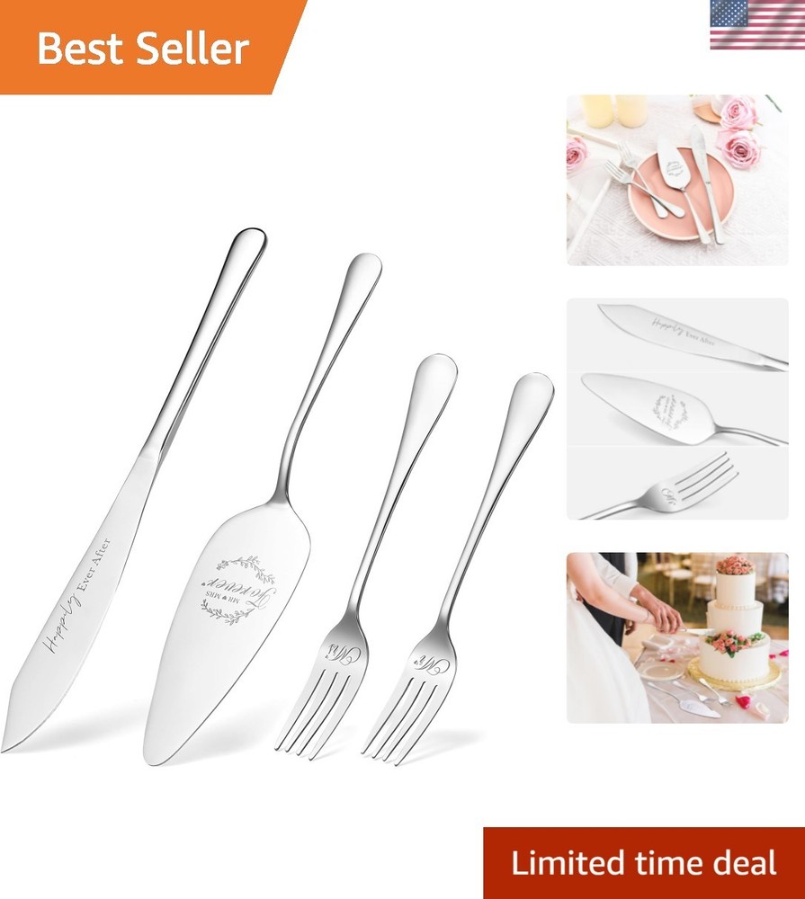 Rust-Resistant Silver Wedding Cake Cutting Set - Beautiful Keepsake for Couples