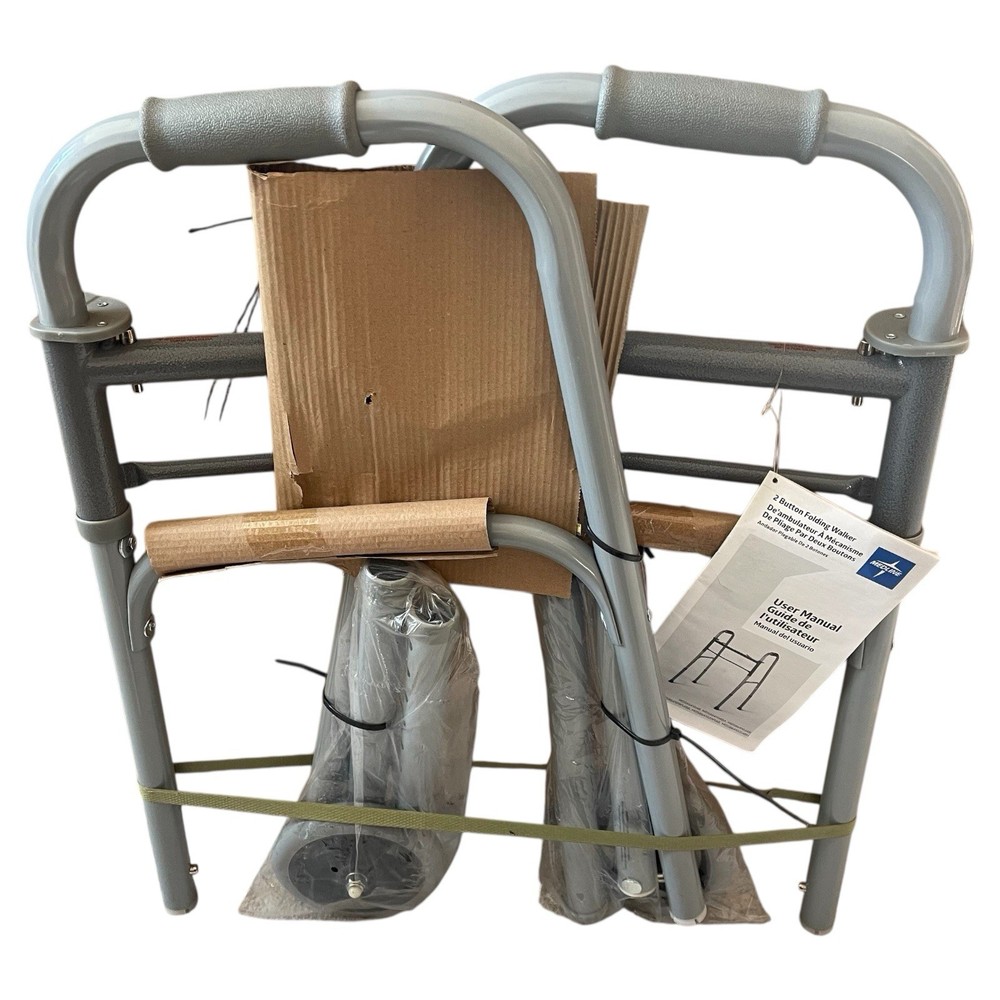 Medline Junior Lightweight Adjustable 25-32” Height  2 Button Folding Walker