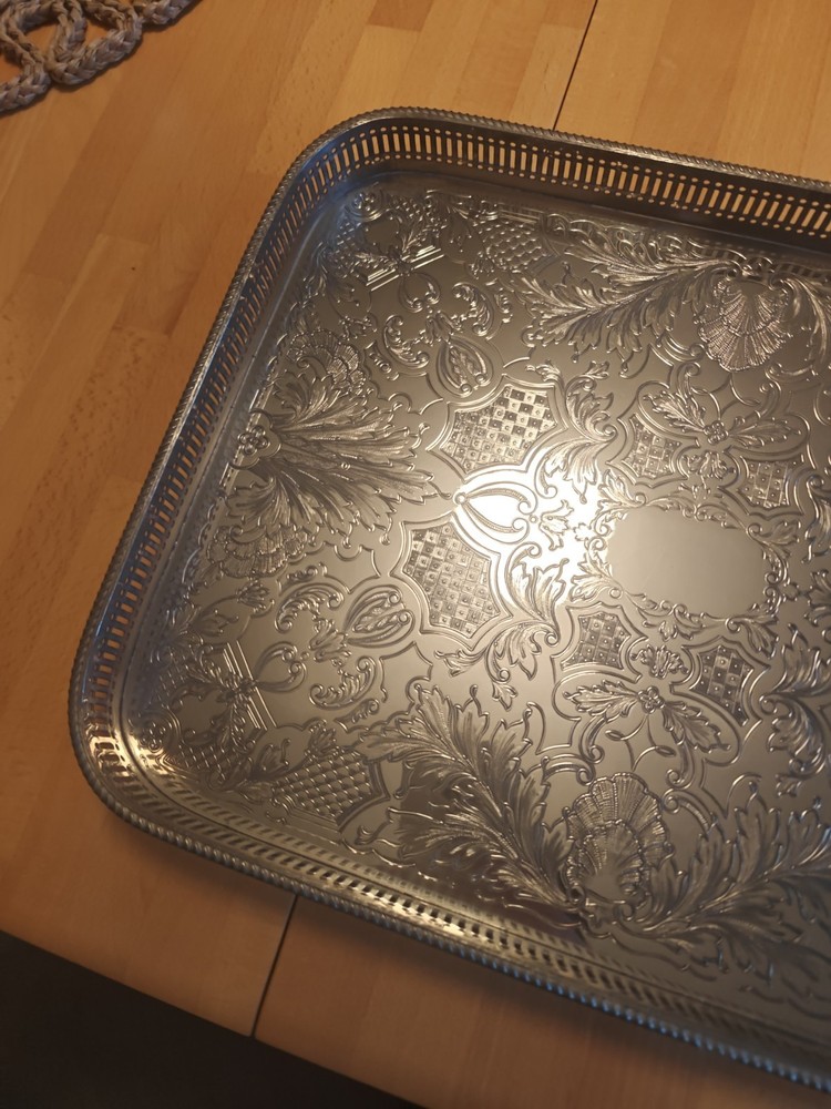 Arthur Price 16" Rectangular Silver Plate on Copper Tray Excellent