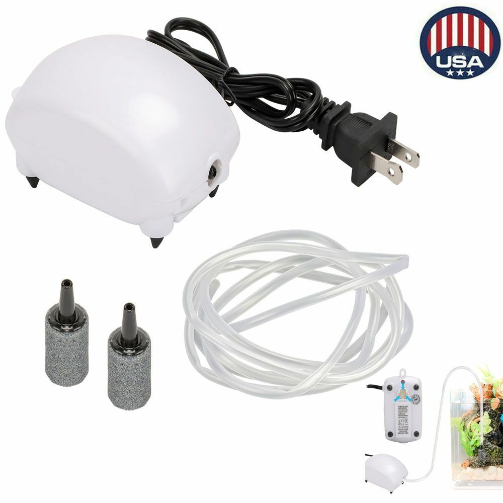 Aquarium Air Pump Adjustable Output Aquarium Bubble 2.5w Ultra Quiet Air Pump US