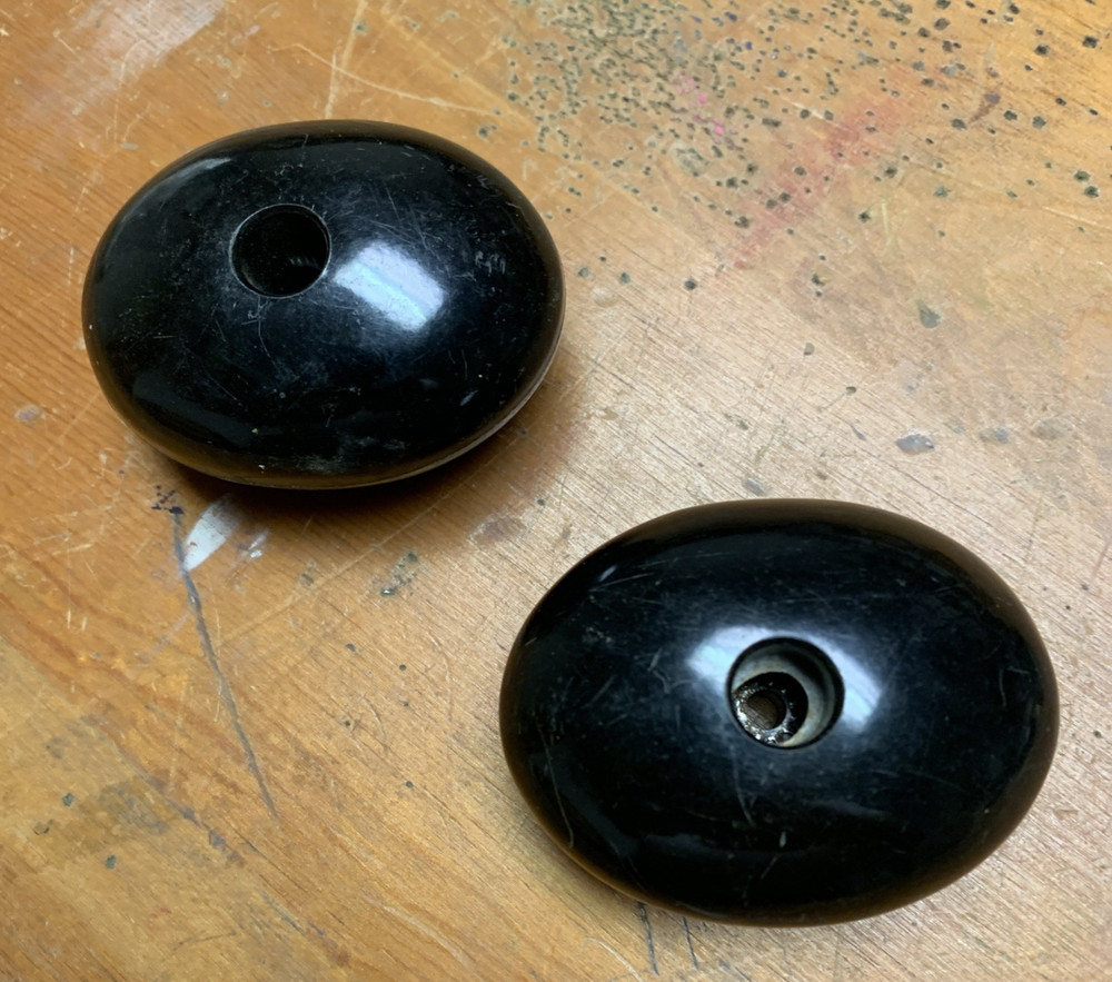 2 Vintage Black Oval Bakelite Knobs Gear Shift Pressure Valve 2.5"