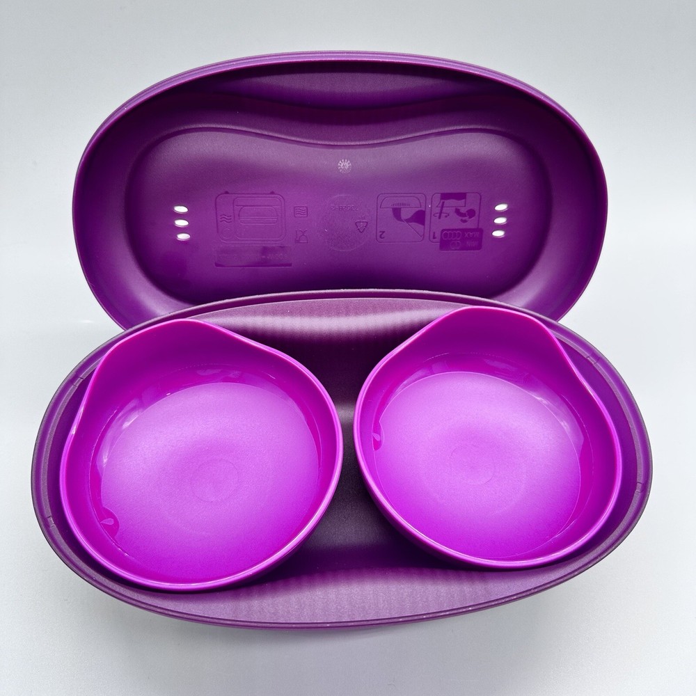 Tupperware Microwave Breakfast Maker Plus Two Egg Inserts Purple New w/ Manual