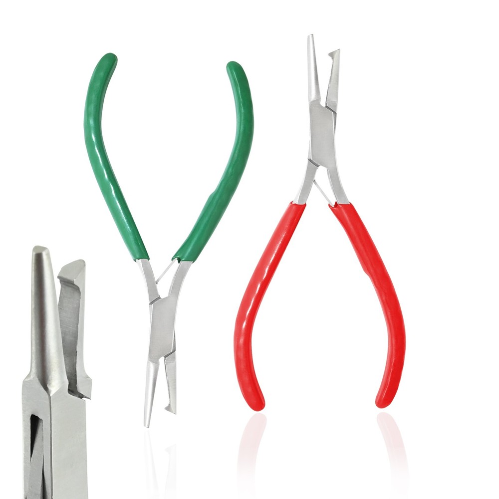 2 Pcs Mini Split Ring Pliers 5" Sharp Point Wire Wrapping Beading Red & Green