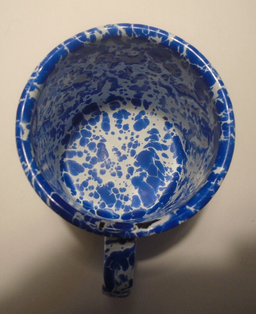 Splatter Blue Enamelware Coffee Mug 12 Oz.