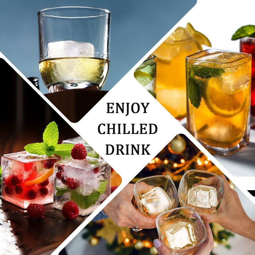 2Pack Large Ice Cube Molds Tray with Lid,Stackable Big Silicone Square Cube Mold