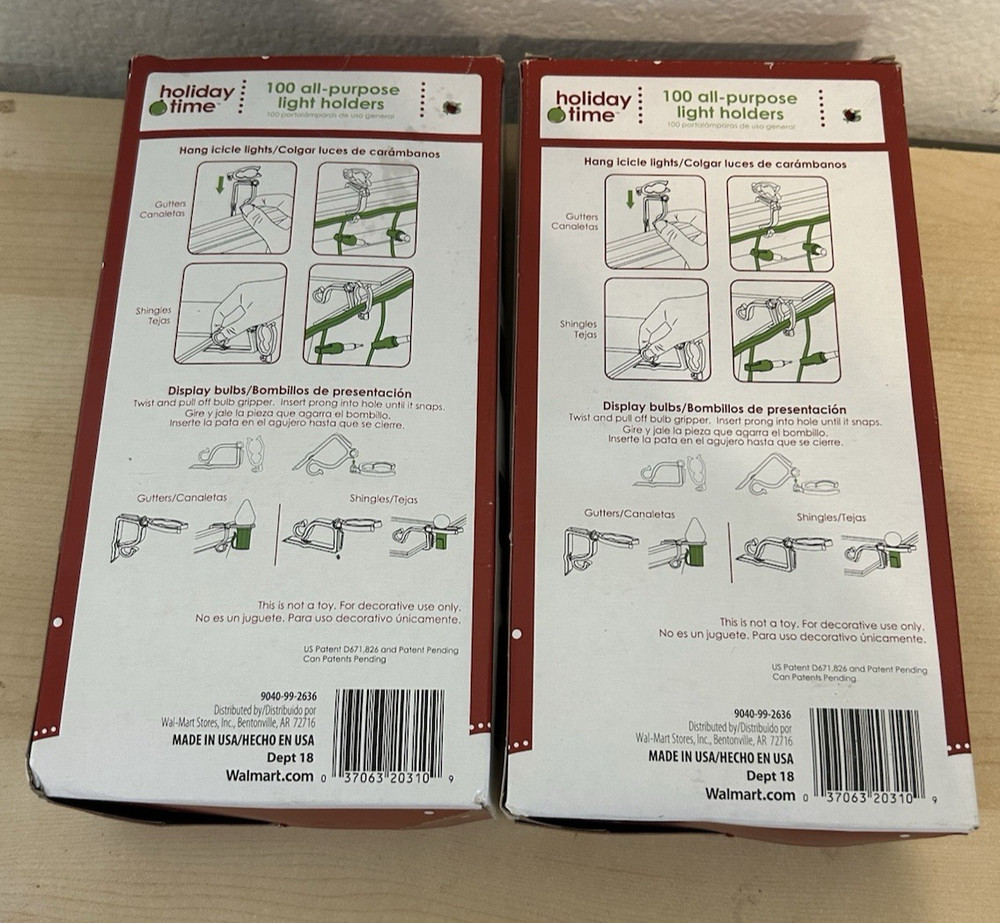 2 Box Holiday Time 200 Total All-Purpose Light Holders
