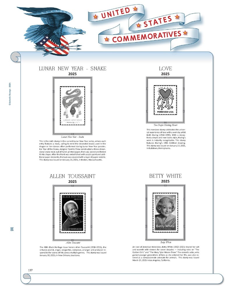 2025 U.S. Commemorative Singles COMPLETE Supplement (White Ace Alternative)