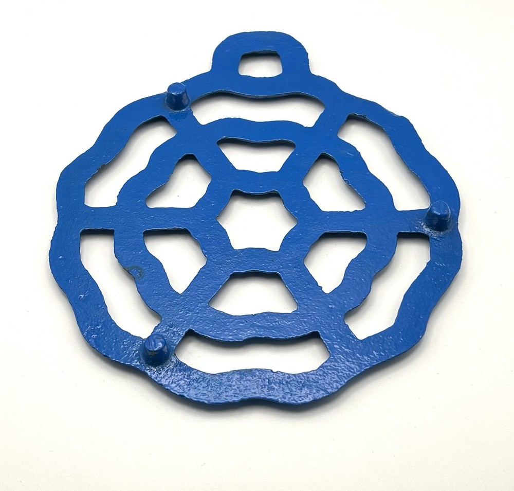 Web Design Blue Enameled Cast Iron Trivet