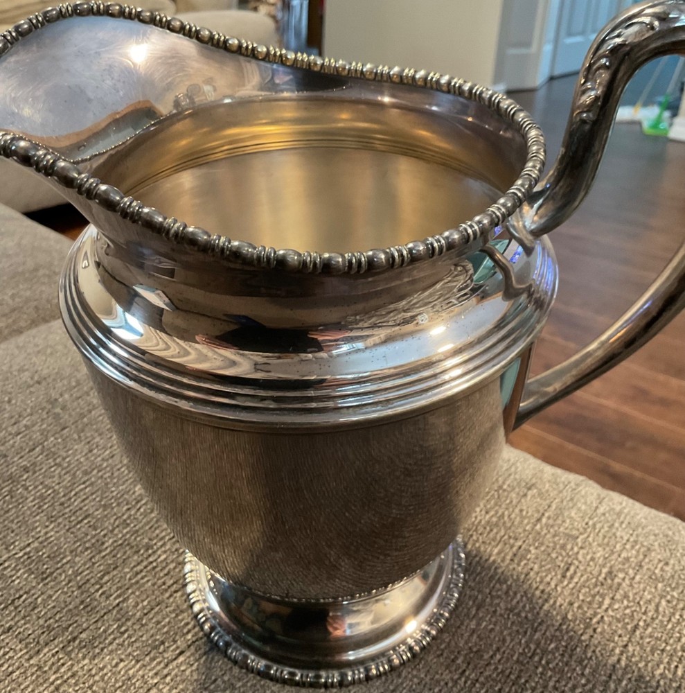 Vintage Marshall Fields Co Silverplated Water Pitcher With Engraved Letter D