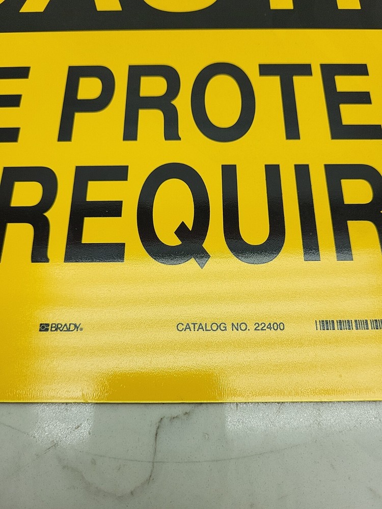 Brady 22400 Caution Eye Protection Sign 10" Height 14" Width Plastic Rectangle