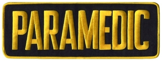 PARAMEDIC MEDIUM GOLD on MIDNIGHT NAVY Back Panel Patch 11 X 4
