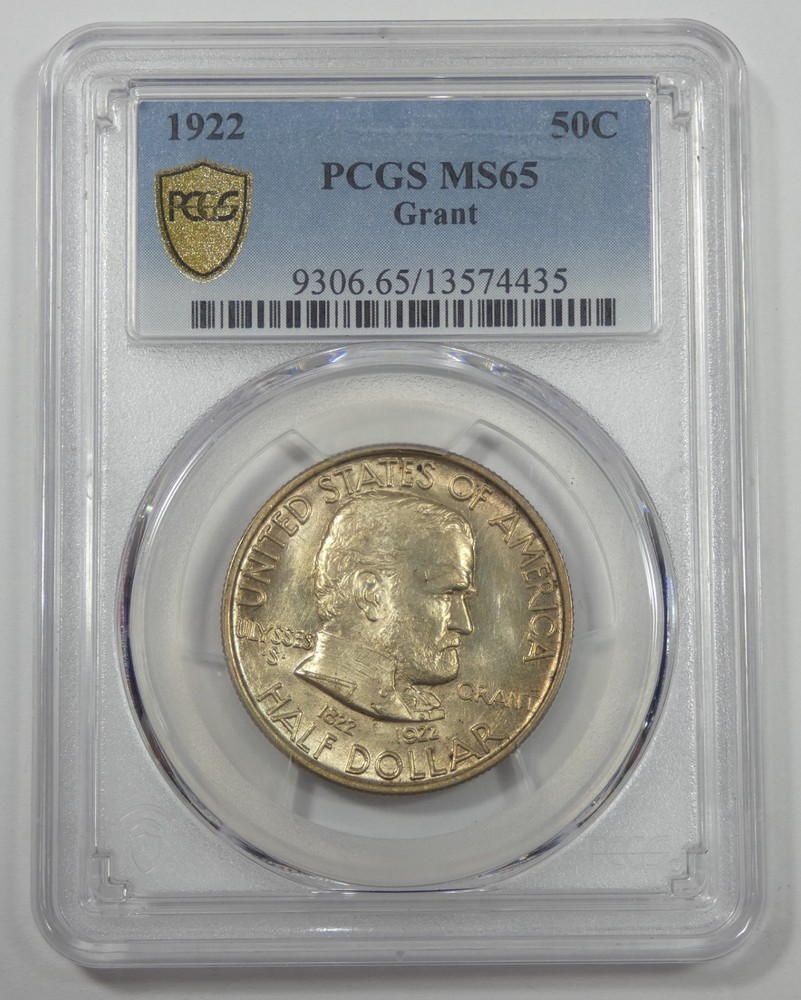 1922 Grant Memorial Silver Commemorative Half Dollar PCGS Secure Plus MS 65