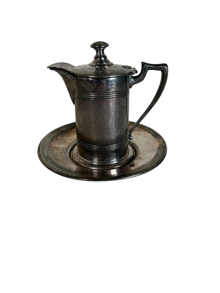 Forbes S.P. Co Silver Plate Syrup Creamer Pitcher and Matching Saucer 532, 255