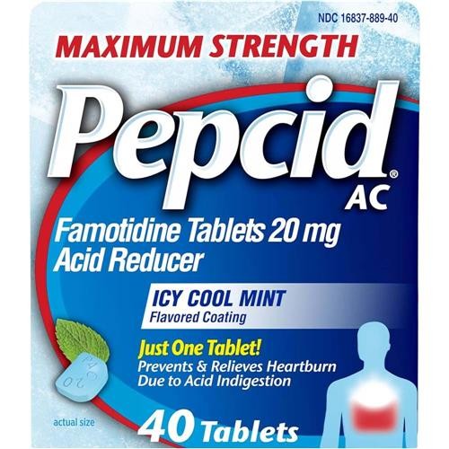 Pepcid AC Maximum Strength Acid Reducer Icy Cool Mint 40 Tablets
