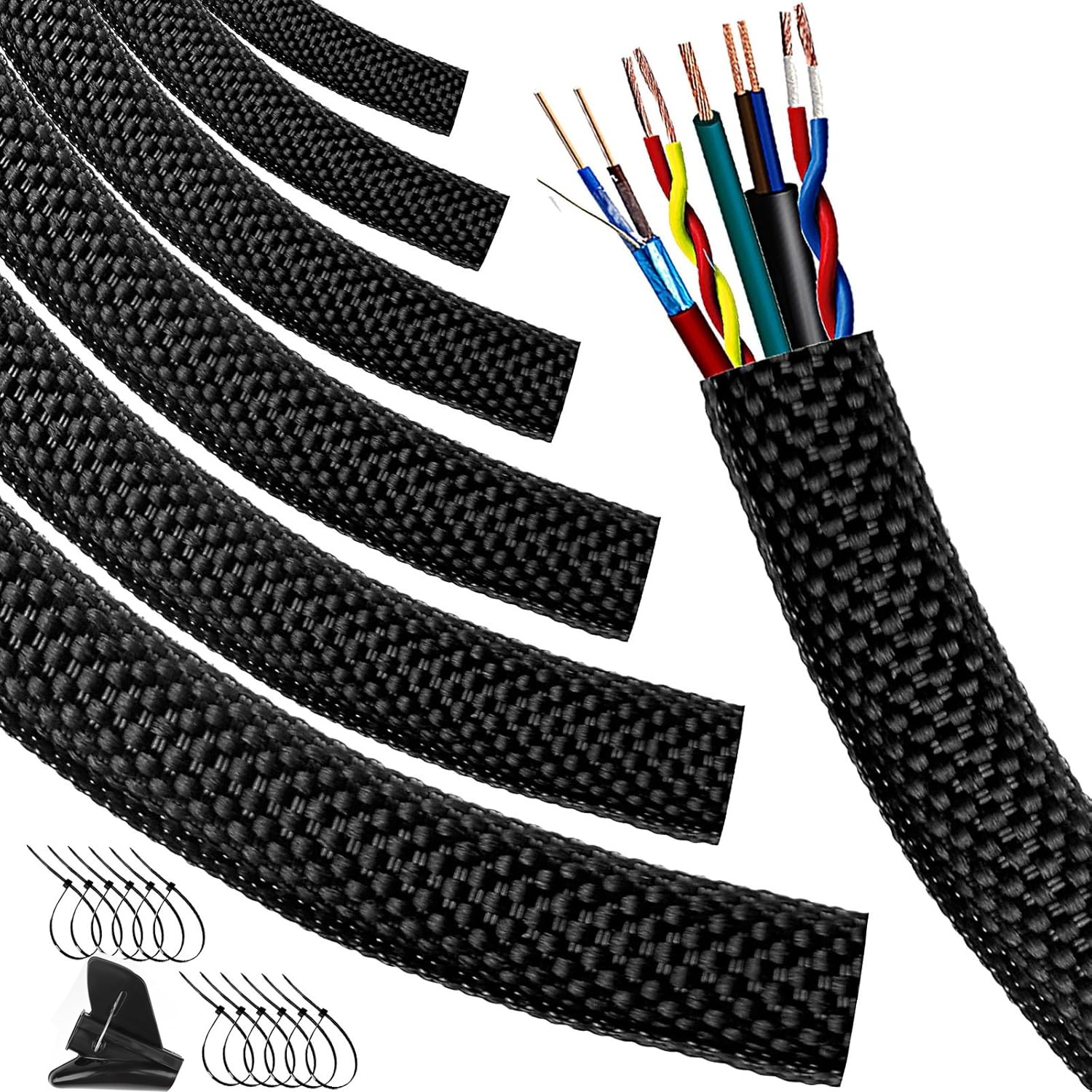 Braided Split-Sleeve Wire Loom for High-Temperature Auto Cable Harness Wrapping
