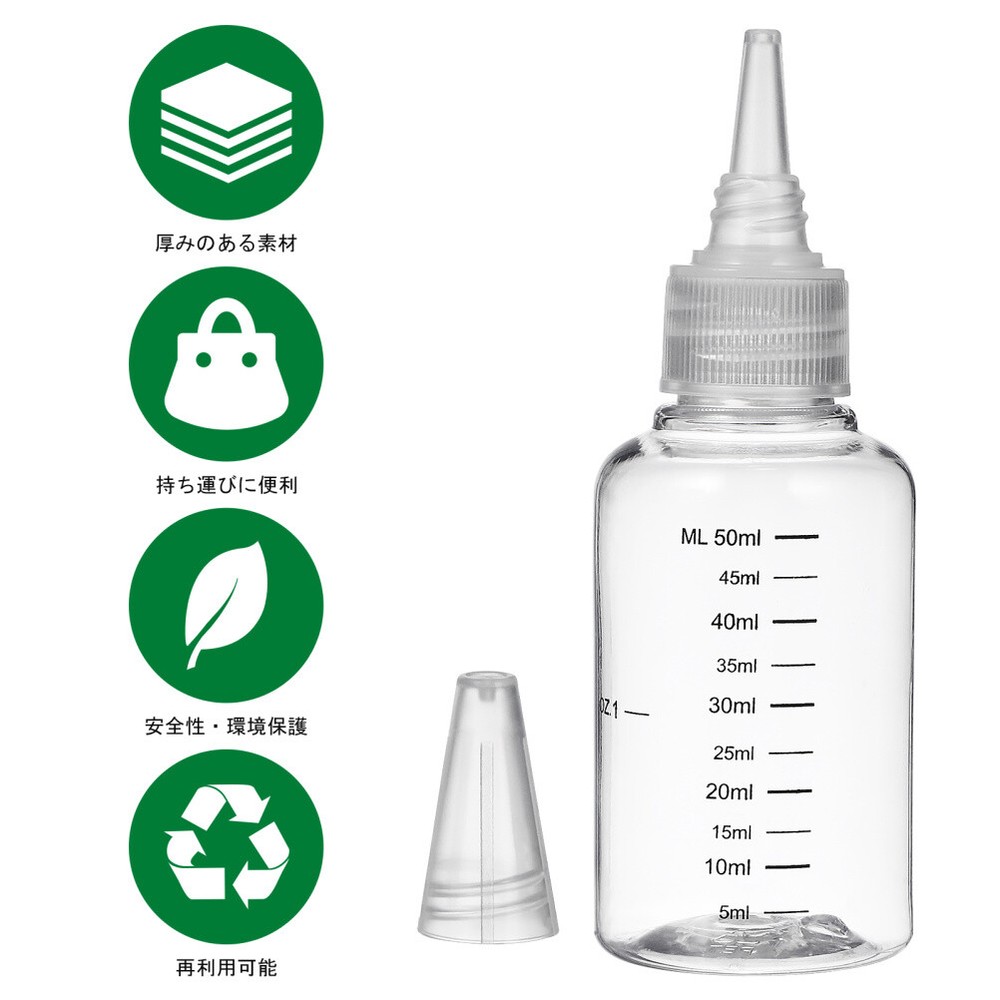 10 Pcs Empty Bottle Transparent Squeeze Applicator Paint Plastic Dispenser 50ML