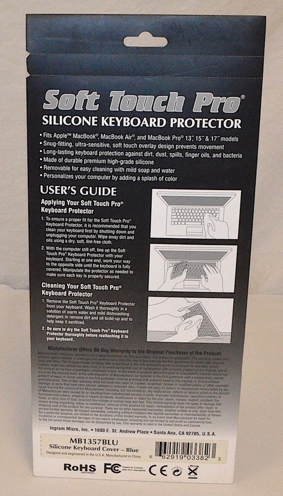 Soft Touch Pro Silicone Keyboard Protector for MacBook Pro, MacBook, Air *New*