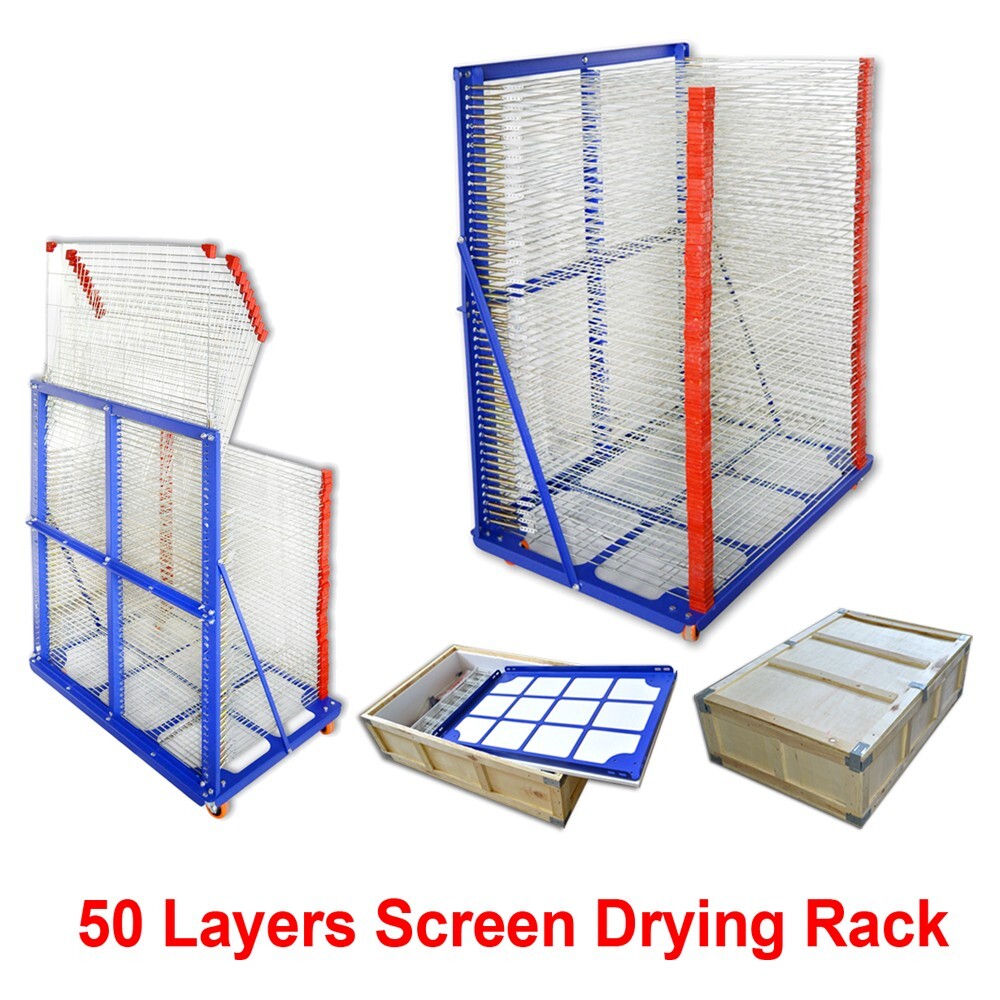 Screen Printing Drying Rack 50 Layers Ink Curing Shelf Movable Tool Multi-layer