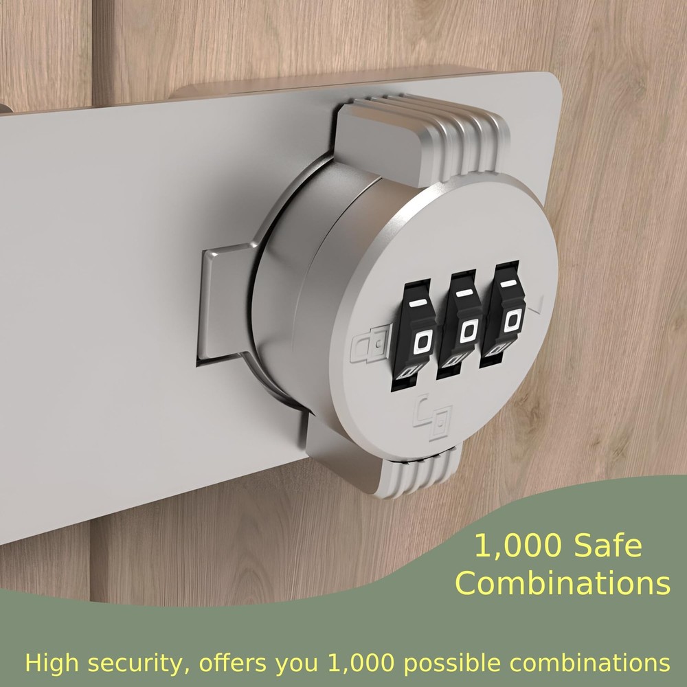 Keyless Combination Lock – 3-Digit Combination Lock for Cabinet Doors – Twist...