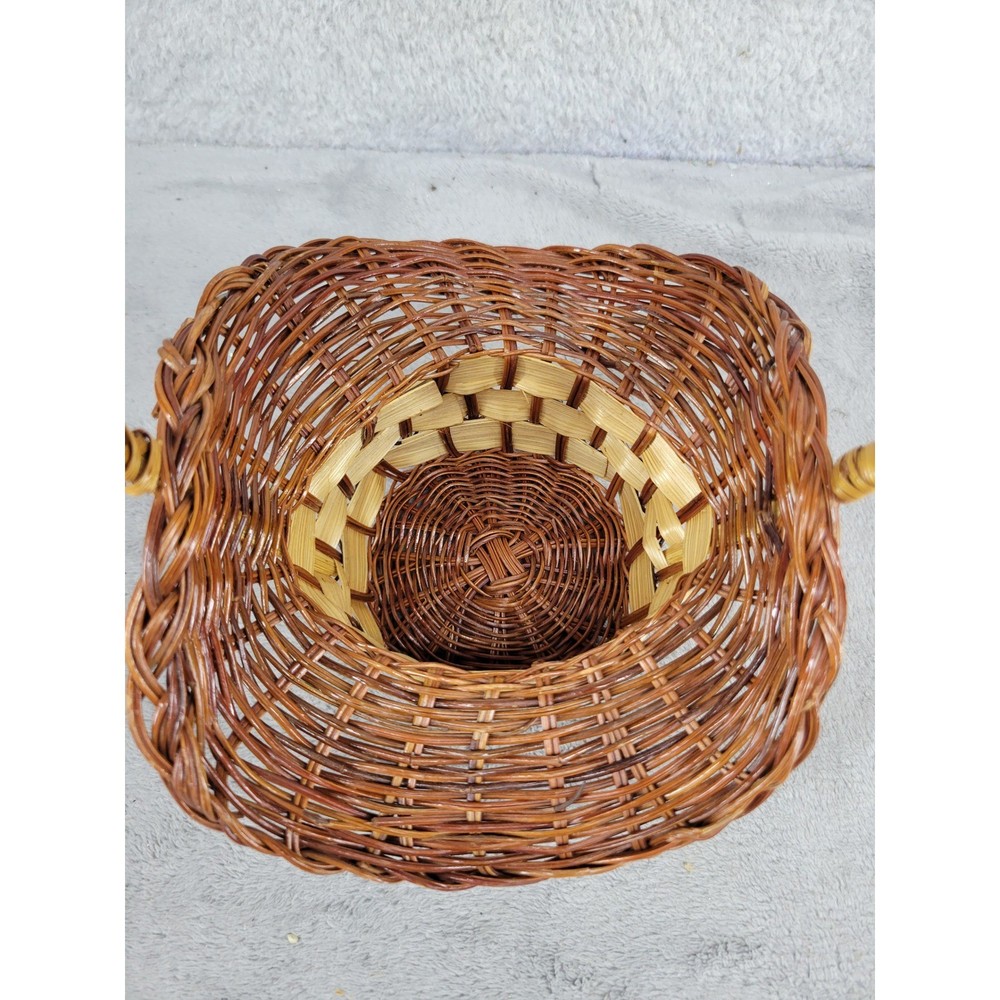 Wicker Flower Basket Handle Small Woven Easter Spring Decoration