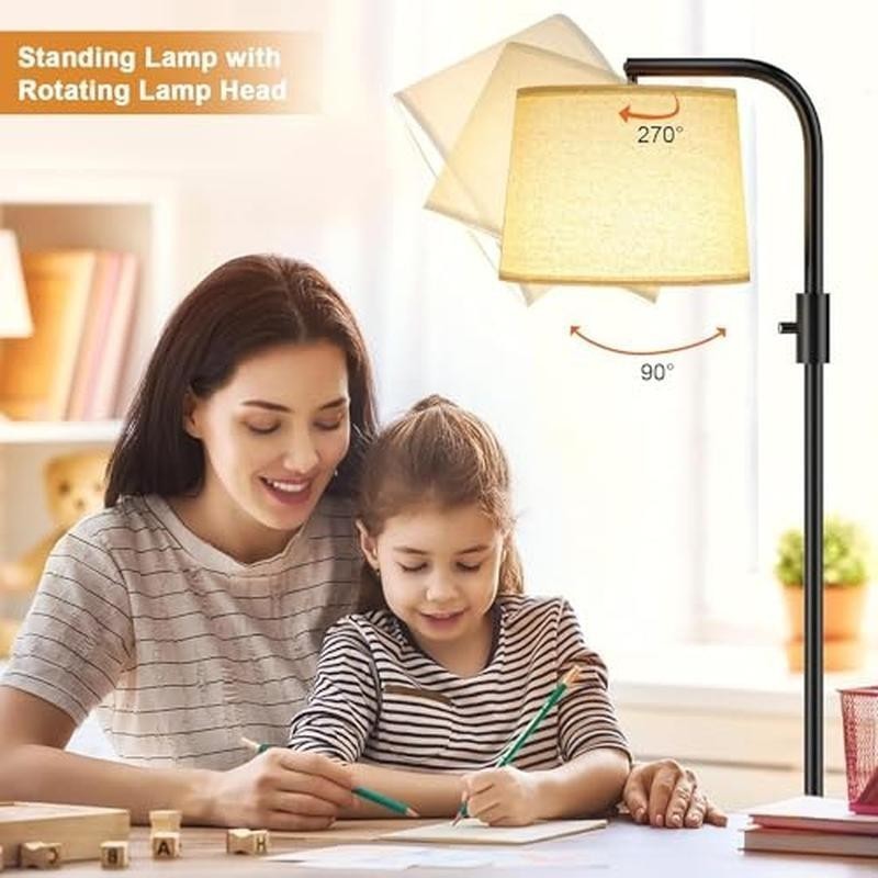 Dimmable Floor Lamp Adjustable Head 9W LED Brightness Control Reading Lighting