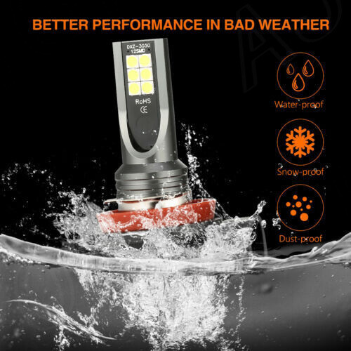 2X LED Fog Light Bulbs H8 H11 Fog Light Bulb White 6500K High Power DRL Lamps