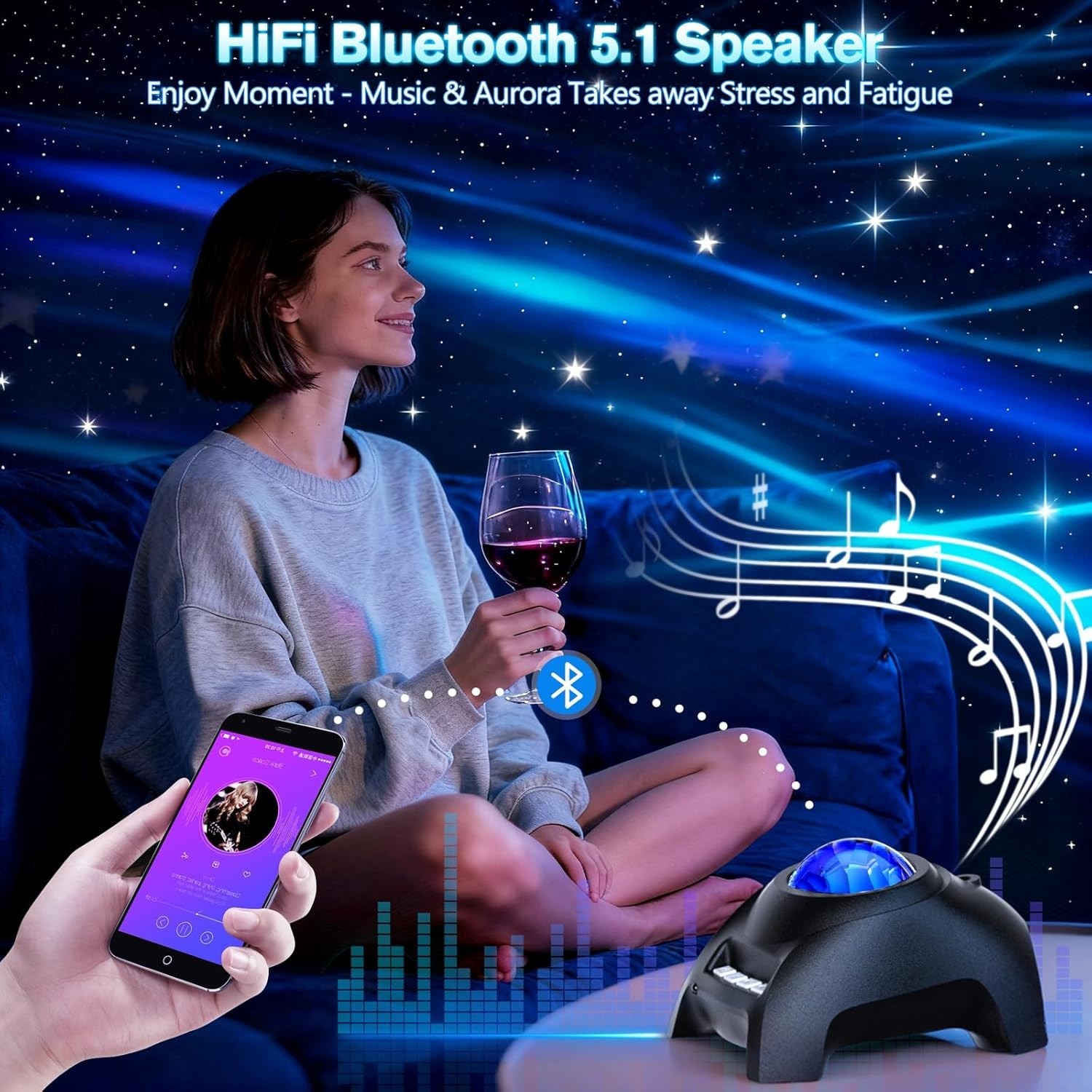 Star Projector, Northern Galaxy Light Aurora Projector with 33 Light Effects