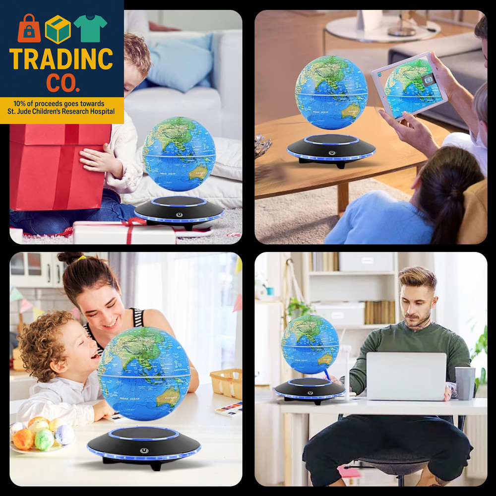 Levitating Globe with Multi-Color Changing LED Light, Magnetic Floating World Ma