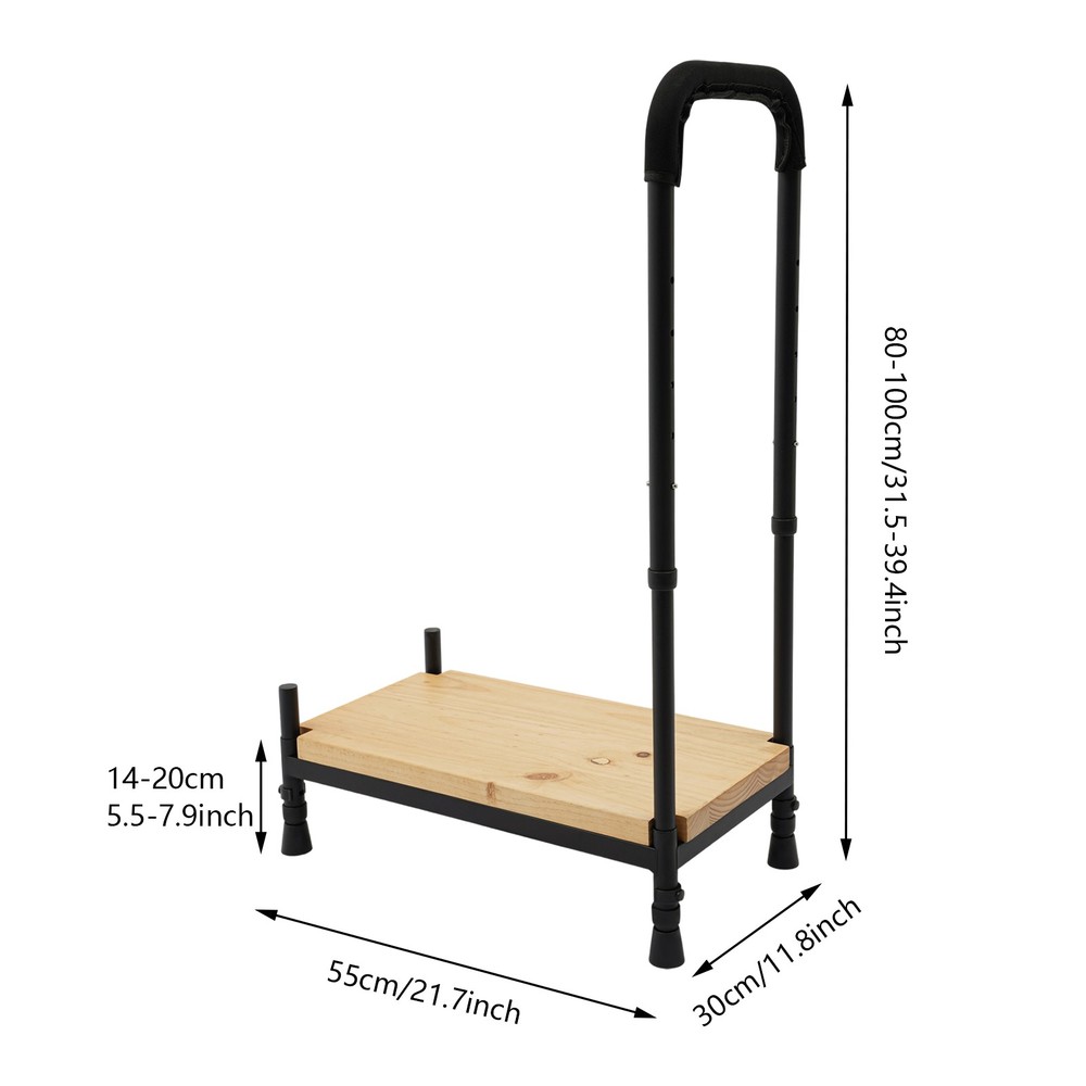 Adjustable Bed Step Stool with Handle for Elderly Seniors 400lbs Capacity