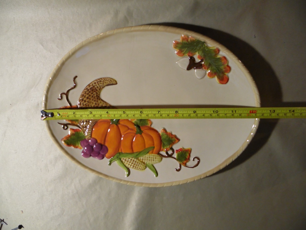 Cornucopia Platter- Pumpkin Fall Themed 12"X9"