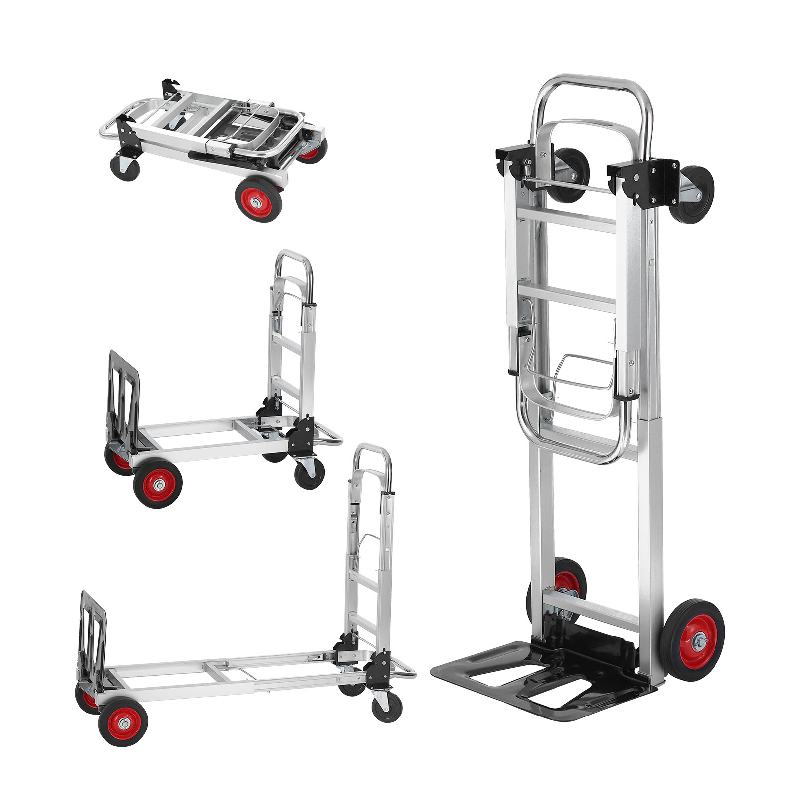 VEVOR Aluminum Hand Truck 2 in 1 Folding Dolly Cart 400 lbs Capacity Heavy Duty