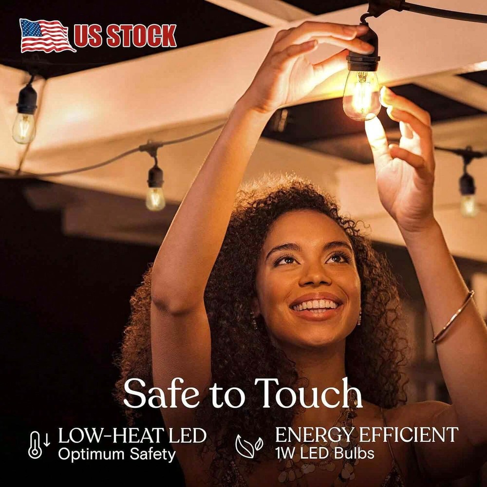 2X 48Ft Brightech Pro Waterproof LED Outdoor String Lights Hanging Edison Bulbs