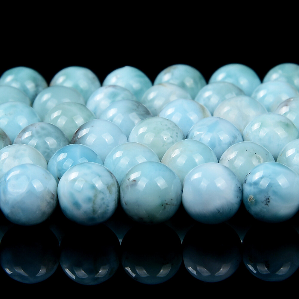 Natural Dominican Larimar Round 5MM 6MM 7MM 8MM 9MM 10MM Loose Beads (D444)
