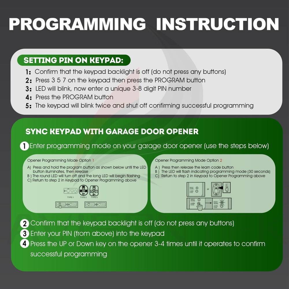OKP-BX Wireless Overhead Door Keypad - with Legacy Python Odyssey Destiny Pha...