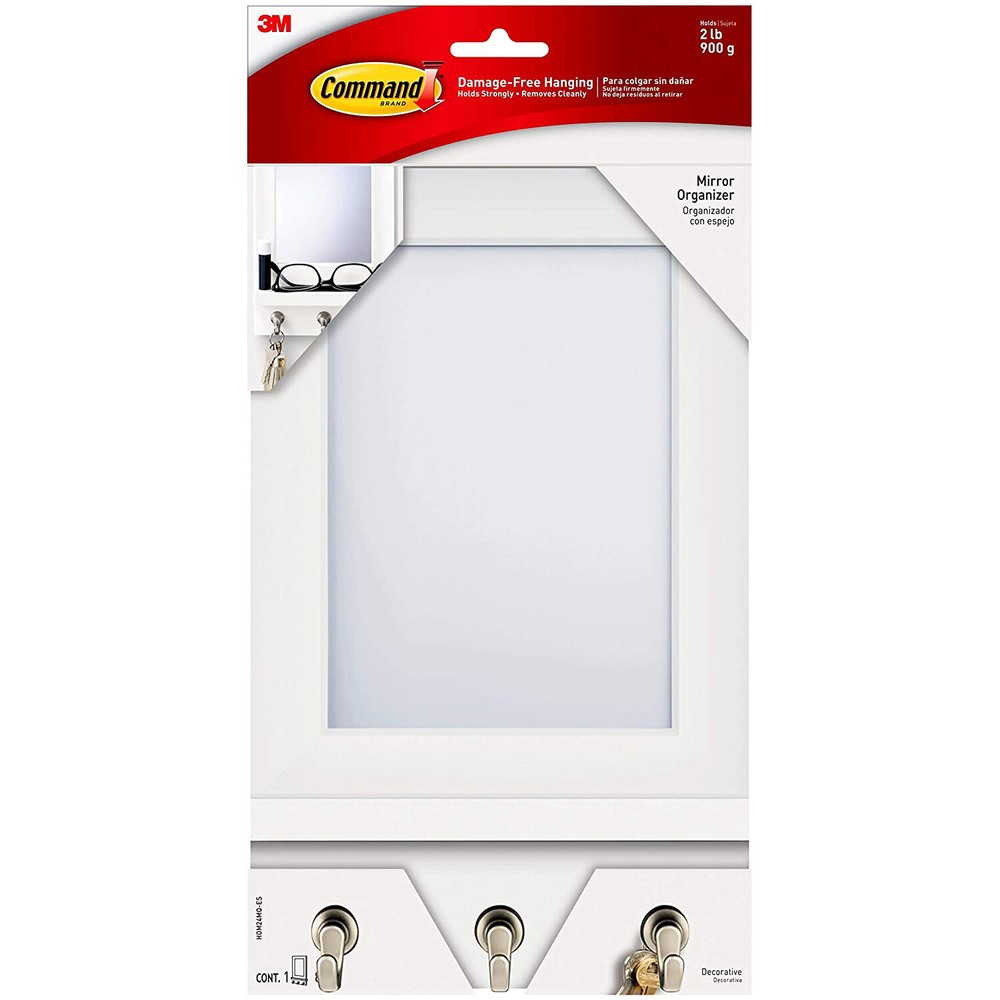3M Command [Removable]: Mirror Organizer with 3 Key Hooks (Quartz)