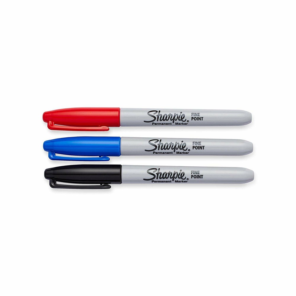 (2 Pack) NEW Sharpie Fine Point Permanent Black, Blue and Red Markers