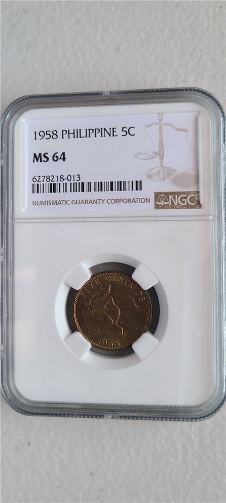 Philippines 5 Centavos 1958 NGC MS 64