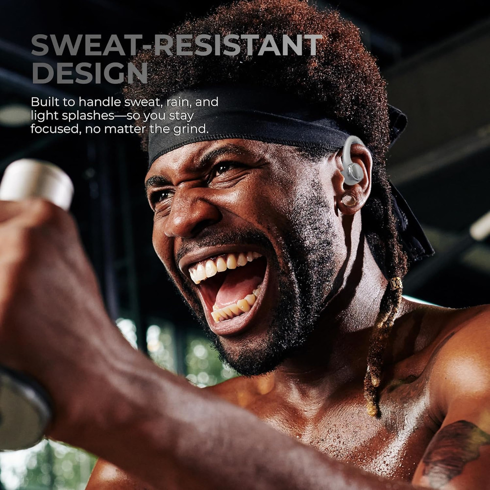 True Wireless Bluetooth Earbuds, Interchangeable Ear Hooks and Tips, Multi-Sized