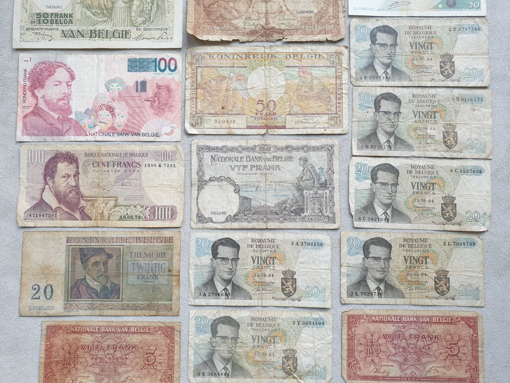 Belgium Lot Old Banknotes
