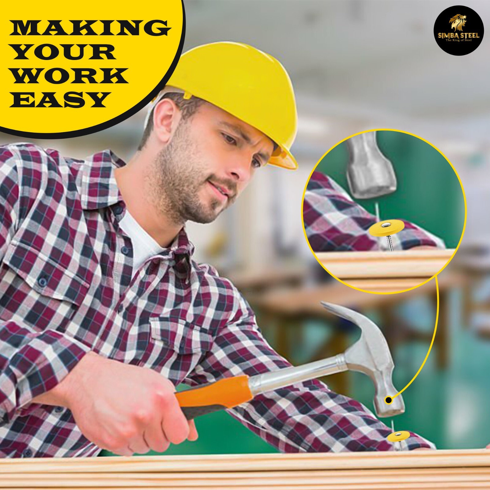 #12 x 1 in. Plastic Round Cap Roofing Nail (2,000-Pack) SimbaSteel