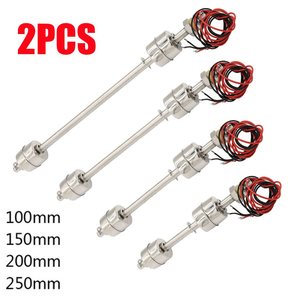 2PC Tank Pool Liquid Water Level Sensor Stainless Steel Double ball Float switch