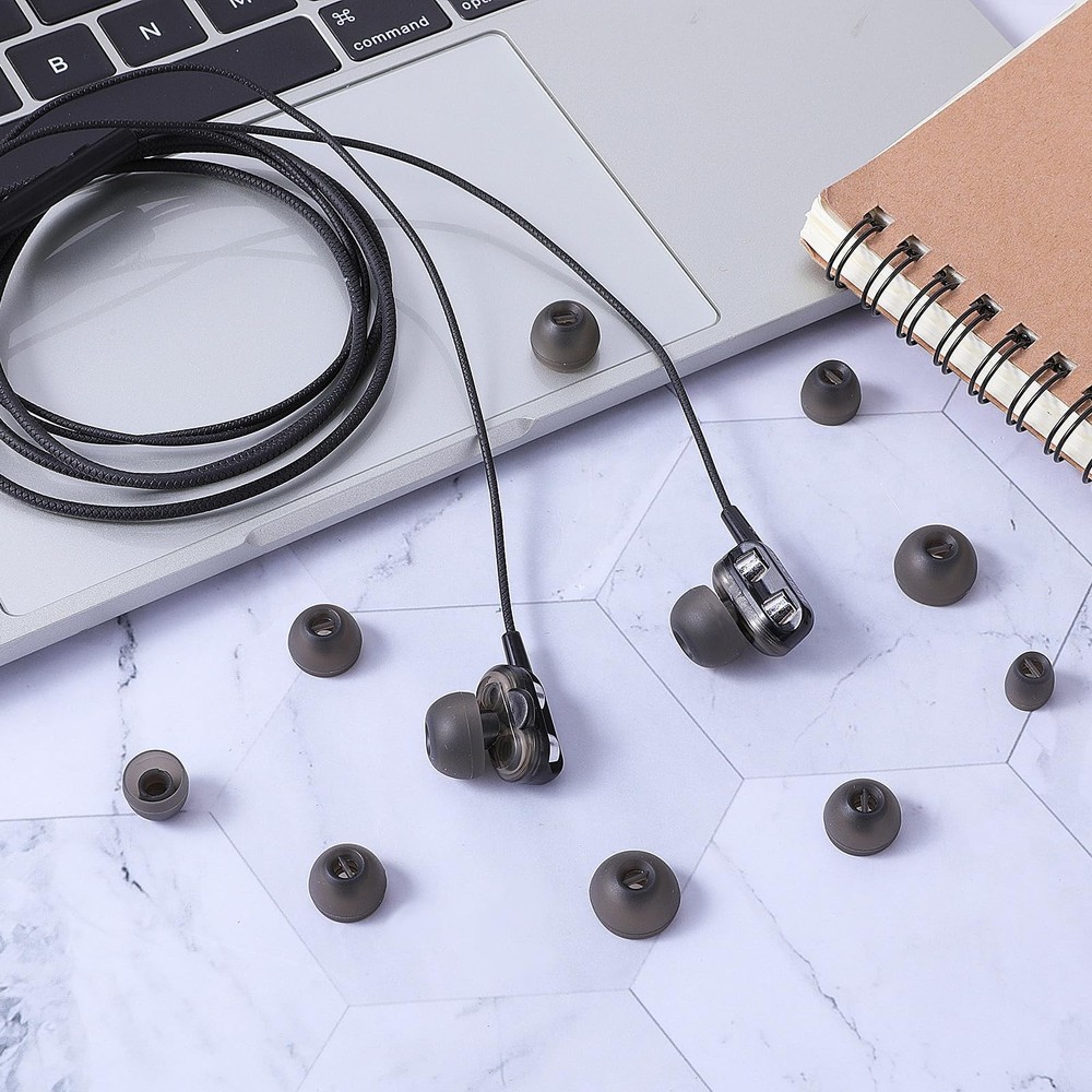 24Pcs Silicone Replacement Earbud Tips Covers Extra transparent black