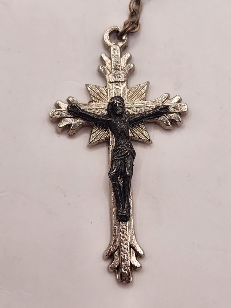 Vintage Catholic Rosary Blue Crystal Beaded Rosary