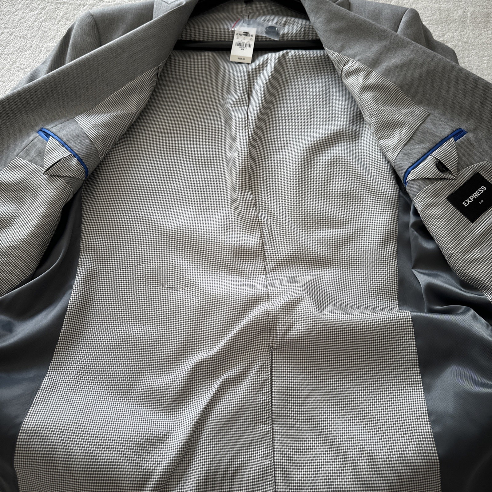 Express Men’s Suit Jacket 40R Slim Gray Brand New With Tags And Labels Business